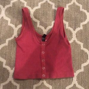 Red button up crop top